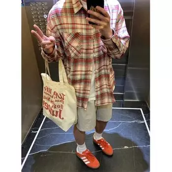 Рубашка с длинным рукавом для мальчиков, новая весенняя рубашка в американском стиле со свободными лацканами, винтажная модная повседневная легко сочетающаяся куртка M красный