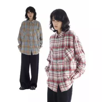 Рубашка с длинным рукавом для мальчиков, новая весенняя рубашка в американском стиле со свободными лацканами, винтажная модная повседневная легко сочетающаяся куртка M красный