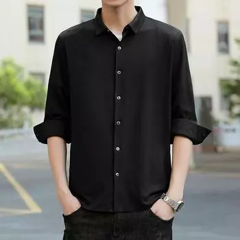 Рубашка с длинным рукавом для мужчин, не требует глажки, для полных, больших размеров, свободная и универсальная, однотонная подкладка 8XL