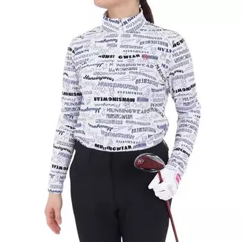 Рубашка с длинным рукавом Half All Over Thermal BL00 [Munsingwear], молния, узор, солнцезащитный крем, утеплитель, спортивный, гольф, MGWXJB04, женский (синий)