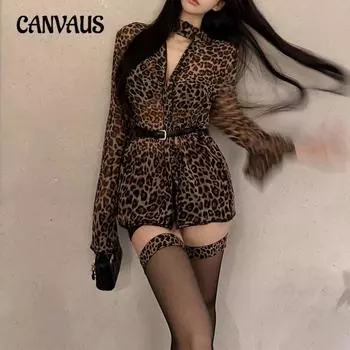 Рубашка с длинным рукавом и V-образным вырезом для женщин, весна-осень, леопардовый принт, блузка, шикарные топы S цветной печати леопарда