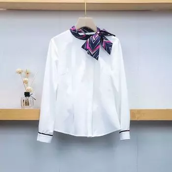 Рубашка с длинным рукавом Модная Стильная Стюардесса Отель Рабочая одежда White purple collar shirt S