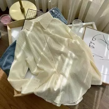 Рубашка с длинным рукавом, модные женские повседневные топы, свободные винтажные белые блузки, женская элегантная одежда на пуговицах 29541 One Size зелёный