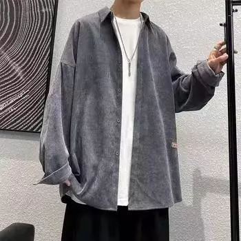 Рубашка с длинным рукавом, мужская летняя тонкая и универсальная рубашка, пальто в корейском стиле, модная свободная, больших размеров, однотонная, в гонконгском стиле, с защитой от солнца M чёрный