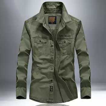 Рубашка с длинным рукавом мужская свободная большого размера мужская осенняя новая хлопковая повседневная рубашка кардиган S