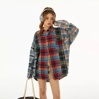 Рубашка с длинным рукавом с буквенным принтом 2024 года в японском стиле в стиле Гонконга, свободная рубашка для мальчиков, летнее модное универсальное повседневное пальто M красный