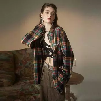 Рубашка с длинным рукавом с буквенным принтом 2024 года в японском стиле в стиле Гонконга, свободная рубашка для мальчиков, летнее модное универсальное повседневное пальто M красный