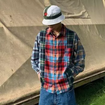 Рубашка с длинным рукавом с буквенным принтом 2024 года в японском стиле в стиле Гонконга, свободная рубашка для мальчиков, летнее модное универсальное повседневное пальто M красный