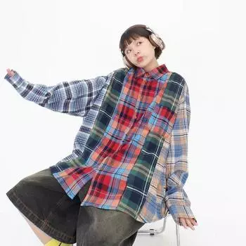 Рубашка с длинным рукавом с буквенным принтом 2024 года в японском стиле в стиле Гонконга, свободная рубашка для мальчиков, летнее модное универсальное повседневное пальто M красный