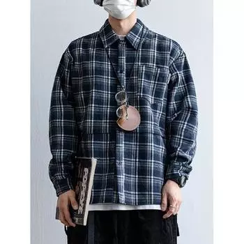 Рубашка с длинным рукавом с буквенным принтом 2024 года в японском стиле в стиле Гонконга, свободная рубашка для мальчиков, летнее модное универсальное повседневное пальто M хаки