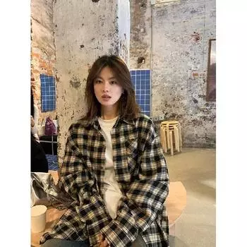 Рубашка с длинным рукавом с буквенным принтом 2024 года в японском стиле в стиле Гонконга, свободная рубашка для мальчиков, летнее модное универсальное повседневное пальто M чёрный