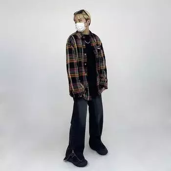 Рубашка с длинным рукавом с буквенным принтом 2024 года в японском стиле в стиле Гонконга, свободная рубашка для мальчиков, летнее модное универсальное повседневное пальто M красный