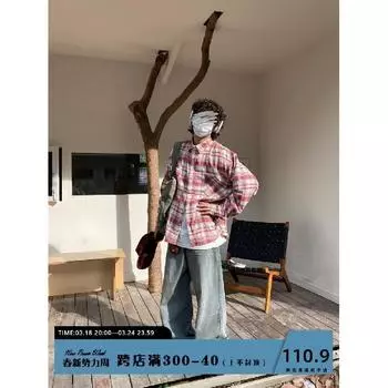 Рубашка с длинным рукавом с буквенным принтом 2024 года в японском стиле в стиле Гонконга, свободная рубашка для мальчиков, летнее модное универсальное повседневное пальто M красный