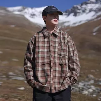 Рубашка с длинным рукавом с буквенным принтом 2024 года в японском стиле в стиле Гонконга, свободная рубашка для мальчиков, летнее модное универсальное повседневное пальто M хаки