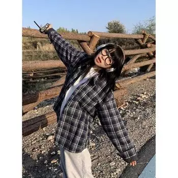 Рубашка с длинным рукавом с буквенным принтом 2024 года в японском стиле в стиле Гонконга, свободная рубашка для мальчиков, летнее модное универсальное повседневное пальто M хаки