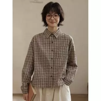 Рубашка с длинным рукавом с буквенным принтом 2024 года в японском стиле в стиле Гонконга, свободная рубашка для мальчиков, летнее модное универсальное повседневное пальто M хаки