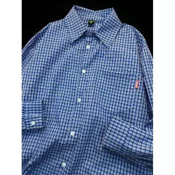 Рубашка с длинным рукавом с буквенным принтом 2024 года в японском стиле в стиле Гонконга, свободная рубашка для мальчиков, летнее модное универсальное повседневное пальто M синий