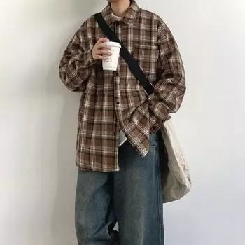 Рубашка с длинным рукавом с буквенным принтом 2024 года в японском стиле в стиле Гонконга, свободная рубашка для мальчиков, летнее модное универсальное повседневное пальто M хаки