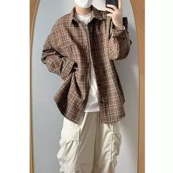 Рубашка с длинным рукавом с буквенным принтом 2024 года в японском стиле в стиле Гонконга, свободная рубашка для мальчиков, летнее модное универсальное повседневное пальто M