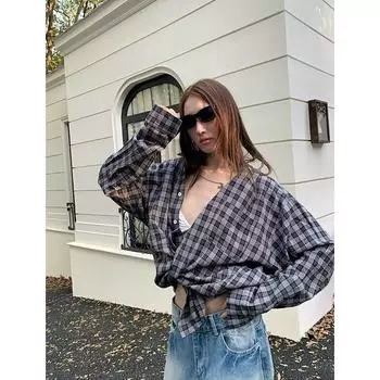 Рубашка с длинным рукавом с буквенным принтом 2024 года в японском стиле в стиле Гонконга, свободная рубашка для мальчиков, летнее модное универсальное повседневное пальто M красный