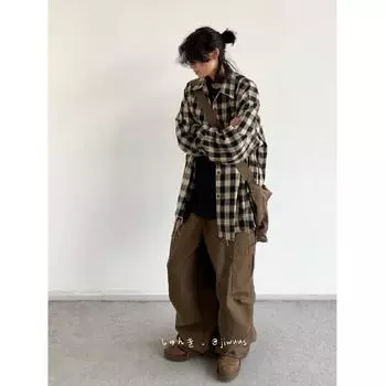 Рубашка с длинным рукавом с буквенным принтом 2024 года в японском стиле в стиле Гонконга, свободная рубашка для мальчиков, летнее модное универсальное повседневное пальто M чёрный