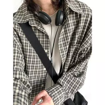 Рубашка с длинным рукавом с буквенным принтом 2024 года в японском стиле в стиле Гонконга, свободная рубашка для мальчиков, летнее модное универсальное повседневное пальто M хаки