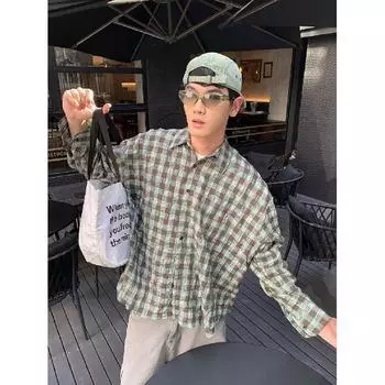 Рубашка с длинным рукавом с буквенным принтом 2024 года в японском стиле в стиле Гонконга, свободная рубашка для мальчиков, летнее модное универсальное повседневное пальто M красный