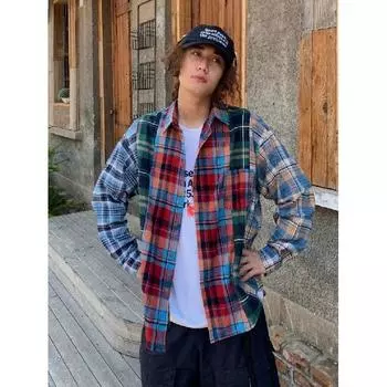 Рубашка с длинным рукавом с буквенным принтом 2024 года в японском стиле в стиле Гонконга, свободная рубашка для мальчиков, летнее модное универсальное повседневное пальто M красный