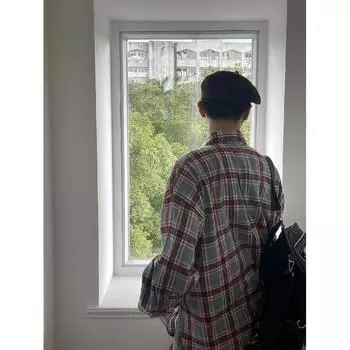 Рубашка с длинным рукавом с буквенным принтом 2024 года в японском стиле в стиле Гонконга, свободная рубашка для мальчиков, летнее модное универсальное повседневное пальто M синий