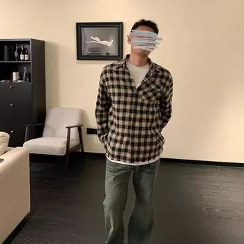 Рубашка с длинным рукавом с буквенным принтом 2024 года в японском стиле в стиле Гонконга, свободная рубашка для мальчиков, летнее модное универсальное повседневное пальто M чёрный