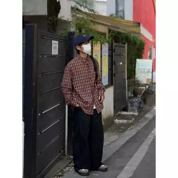 Рубашка с длинным рукавом с буквенным принтом 2024 года в японском стиле в стиле Гонконга, свободная рубашка для мальчиков, летнее модное универсальное повседневное пальто M красный