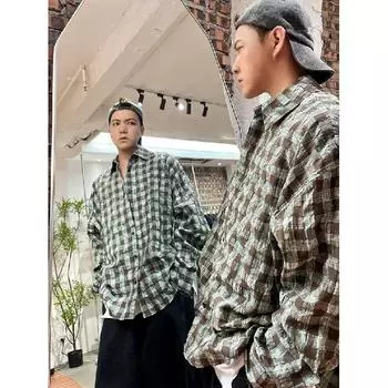 Рубашка с длинным рукавом с буквенным принтом 2024 года в японском стиле в стиле Гонконга, свободная рубашка для мальчиков, летнее модное универсальное повседневное пальто M красный