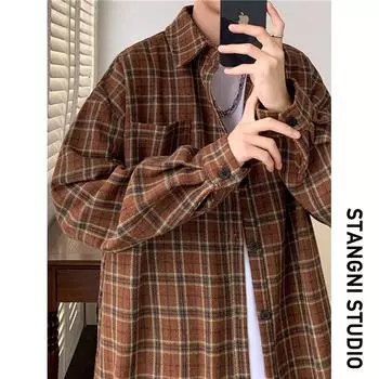 Рубашка с длинным рукавом с буквенным принтом 2024 года в японском стиле в стиле Гонконга, свободная рубашка для мальчиков, летнее модное универсальное повседневное пальто M