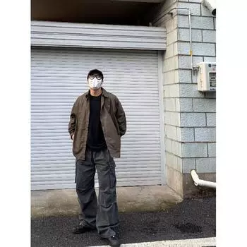 Рубашка с длинным рукавом с буквенным принтом 2024 года в японском стиле в стиле Гонконга, свободная рубашка для мальчиков, летнее модное универсальное повседневное пальто M абрикосовый