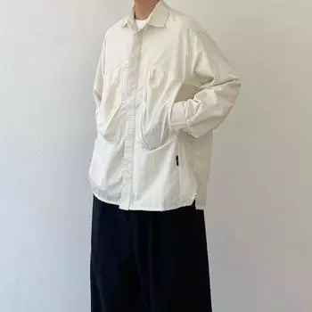 Рубашка с длинным рукавом с буквенным принтом 2024 года в японском стиле в стиле Гонконга, свободная рубашка для мальчиков, летнее модное универсальное повседневное пальто M зелёный