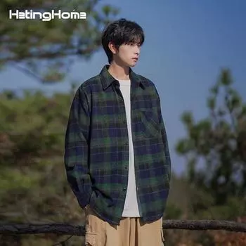 Рубашка с длинным рукавом с буквенным принтом 2024 года в японском стиле в стиле Гонконга, свободная рубашка для мальчиков, летнее модное универсальное повседневное пальто M коричневый