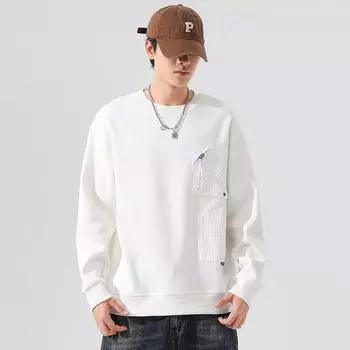 Рубашка с длинными рукавами для мужчин, весенняя новинка, утолщенная, большого размера, свободная, корейская версия, модный, универсальный, повседневный свитер M белый