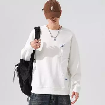 Рубашка с длинными рукавами для мужчин, весенняя новинка, утолщенная, большого размера, свободная, корейская версия, модный, универсальный, повседневный свитер M чёрный