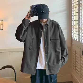 Рубашка с длинными рукавами мужская весна и осень свободный модный топ мужская Sense American Retro Tooling повседневная куртка M