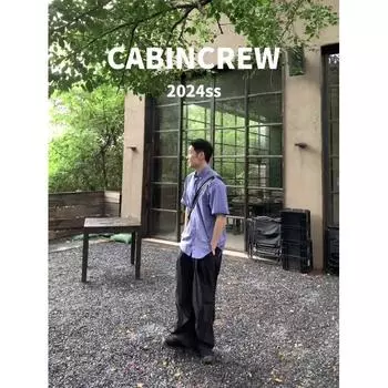 Рубашка с длинными рукавами с буквенным принтом 2024 года в японском стиле в стиле Гонконга, свободная рубашка для мужчин, летняя модная универсальная повседневная куртка M синий