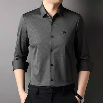 Рубашка с длинными рукавами с принтом для мужчин, весенняя новая повседневная рубашка с лацканами, красивый тонкий кардиган для молодежи и среднего возраста, верхняя мода M