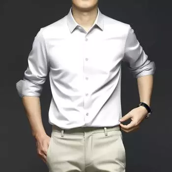 Рубашка с длинными рукавами весна-лето Four Seasons, мужская, не мнется, не глажка, профессиональная, официальная, деловая, большого размера XS белый