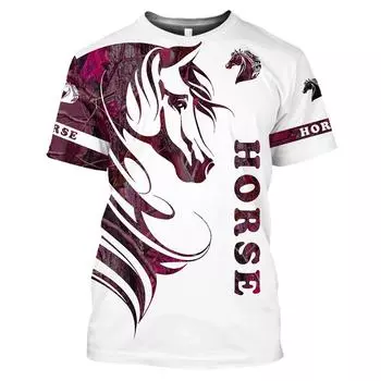 Рубашка с изображением лошади с 3D принтом, модная женская футболка унисекс, большая свободная футболка с круглым вырезом, повседневная футболка с короткими рукавами, одежда для лошадей XXXXXXL