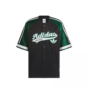 Рубашка с коротким рукавом Adidas Originals Unitefit Color Block Button Soft Skin Friendly, унисекс, черная, темно-зеленая JN0767 M