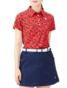 Рубашка с коротким рукавом Coq Sportif с графическим узором, впитывающая пот, быстросохнущая, эластичная, солнцезащитная, гольф QGWXJA18 RD00 [Le Golf] [Эластичная