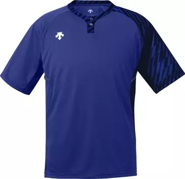 Рубашка с коротким рукавом и 2 пуговицами, королевского синего цвета [DESCENTE], Рубашка, Мужская, королевский синий