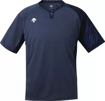 Рубашка с коротким рукавом и двумя пуговицами D Navy [DESCENTE], Рубашка, Мужская