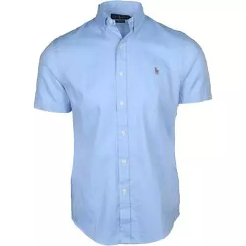 Рубашка с коротким рукавом и вышитым логотипом Polo Ralph Lauren на одной пуговице, мужская, синяя 710648103-002 S