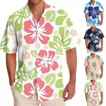 Рубашка с коротким рукавом, мужская повседневная рубашка с коротким рукавом, свободная рубашка с карманом L зелёный