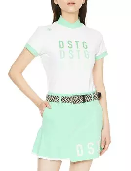 Рубашка с коротким рукавом, впитывающая пот, быстросохнущая, с защитой от ультрафиолета, эластичная, с логотипом спереди, с воротником-стойкой, для гольфа DGWVJA06 WH00, эквивалент японского размера M [DESCENTE GOLF]